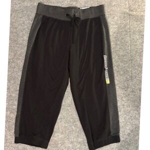 Tek Gear Womens Mid Rise Capri Joggers Black Gray Athletic Pants Size M New